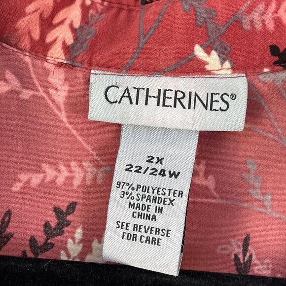 Catherines Womens Plus 2X 22/24W Button Up Shirt 3/4 Sleeve Blouse Top - Picture 3 of 7